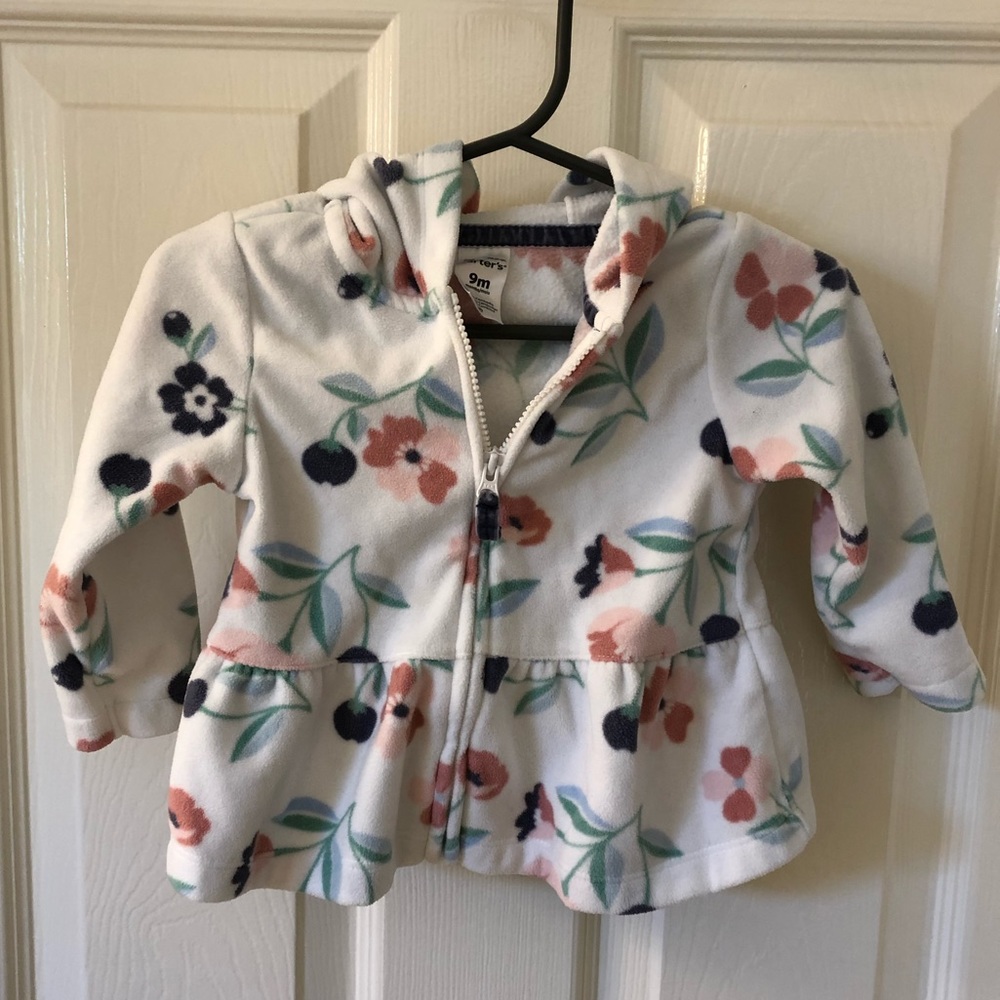 Carter's 9 month floral fleece zip up hoodie